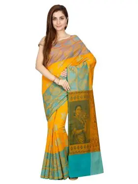 Yellow Colour Art Silk saree