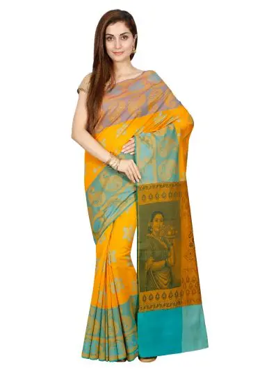 Yellow Colour Art Silk saree