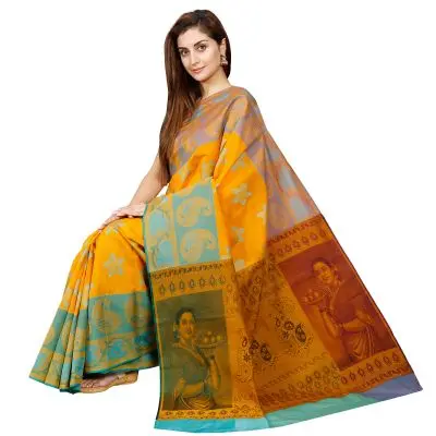 Yellow Colour Art Silk saree