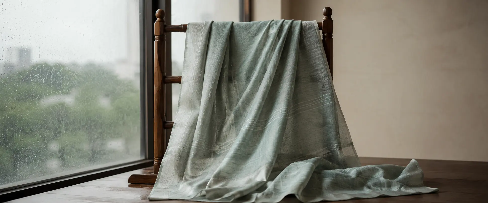 A lighter cotton-silk blend saree for monsoon season