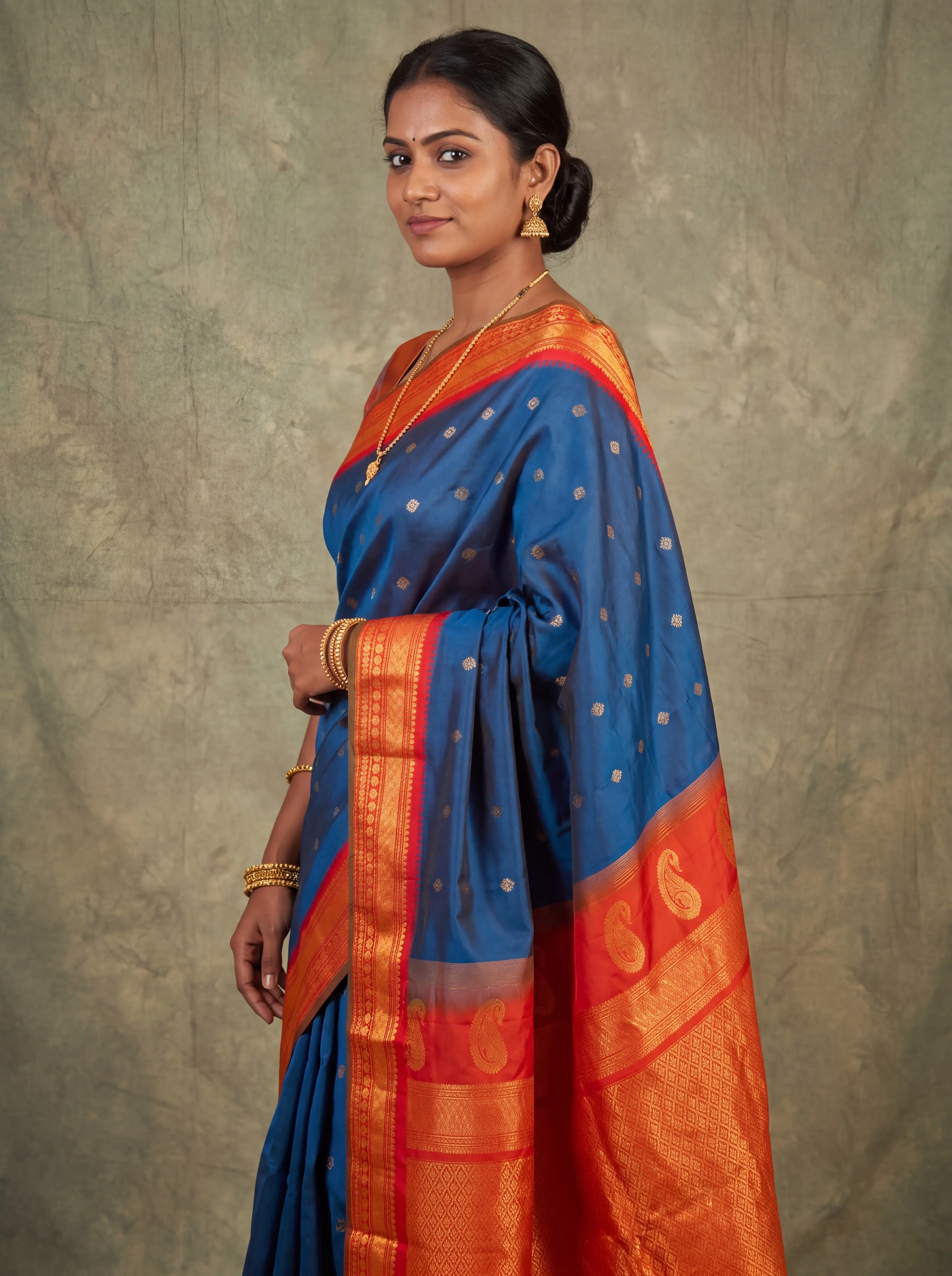 Bridal saree pallu drape detail